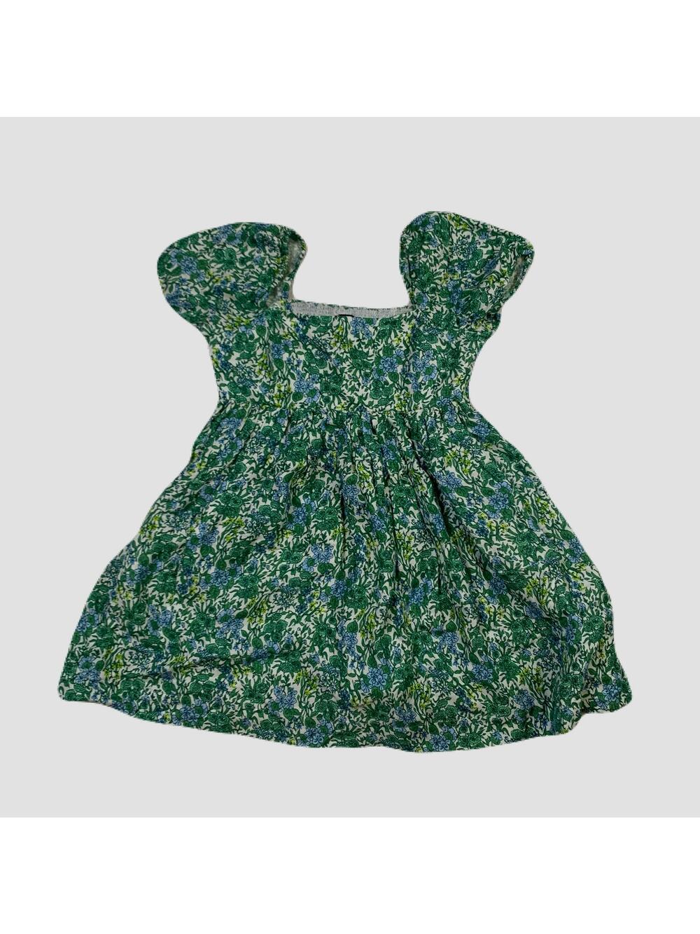 J. Crew Green Floral Baby Doll Spring Mini Linen Blend Dainty Dress